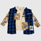 Aoki1Of1 X Dust Of Gods Tan Camo And Blue Plaid Patchwork Tee #887