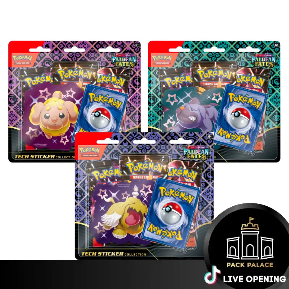 Pokemon Scarlet And Violet 4.5 Paldean Fates Cards Live Opening @Packpalace Tech Sticker Collection